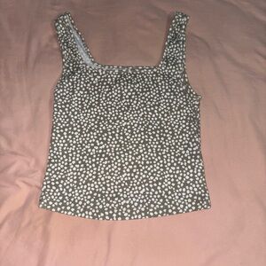 Old Navy Black and White Fitted Smocked Tank Top